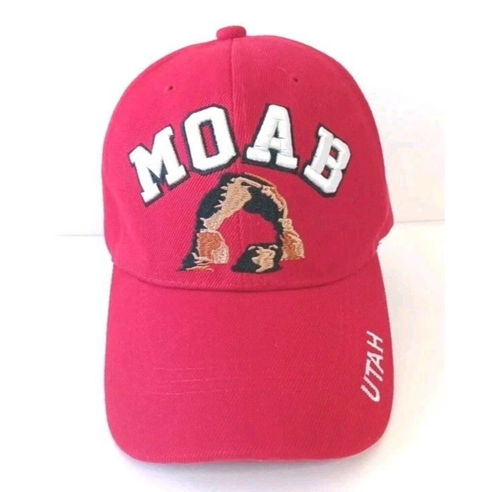 Moab Utah Embroidered Red Hat By Big Bear Headwear OSFM